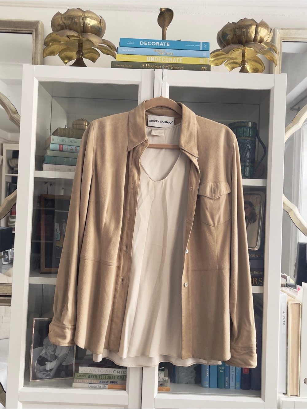 Dolce & Gabbana Camel Suede Button-Up Shirt
